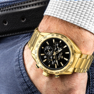 Zegarek Męski Giewont Chronograph Sapphire Złoto Czarny GW9580-B4 - 4