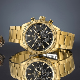 Zegarek Męski Giewont Chronograph Sapphire Złoto Czarny GW9580-B4 - 6