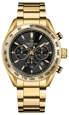 Zegarek Męski Giewont Chronograph Sapphire Złoto Czarny GW9580-B4