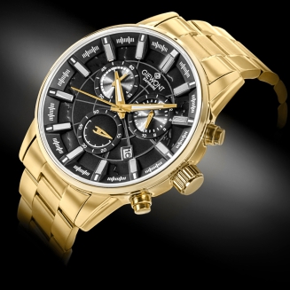 Zegarek Męski Giewont Chronograph Sapphire Złoto Czarny GW4580-B4 - 2
