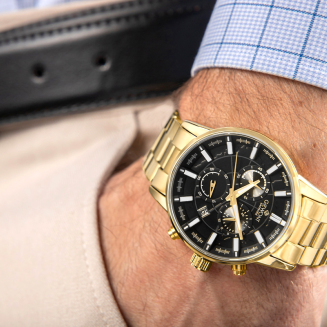 Zegarek Męski Giewont Chronograph Sapphire Złoto Czarny GW4580-B4 - 3