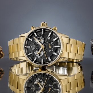 Zegarek Męski Giewont Chronograph Sapphire Złoto Czarny GW4580-B4 - 5