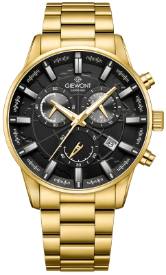 Zegarek Męski Giewont Chronograph Sapphire Złoto Czarny GW4580-B4