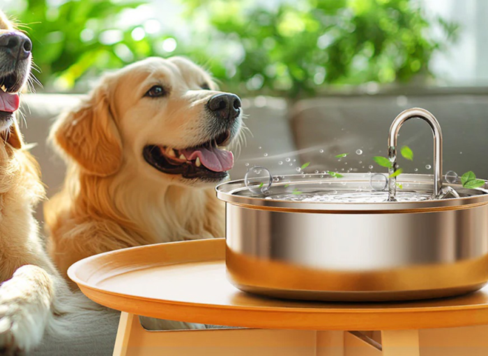 Design for pets. Fountains and drinking bowls for dogs and cats.